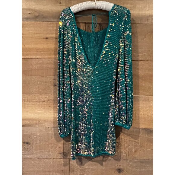 NEW retrofete Tara Dress in Aquamarine SEQUIN mini size XS/S - Picture 4 of 8